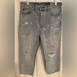 GAP Cheeky High Rise Paint Splatter Distressed Raw Hem Ankle 30/10